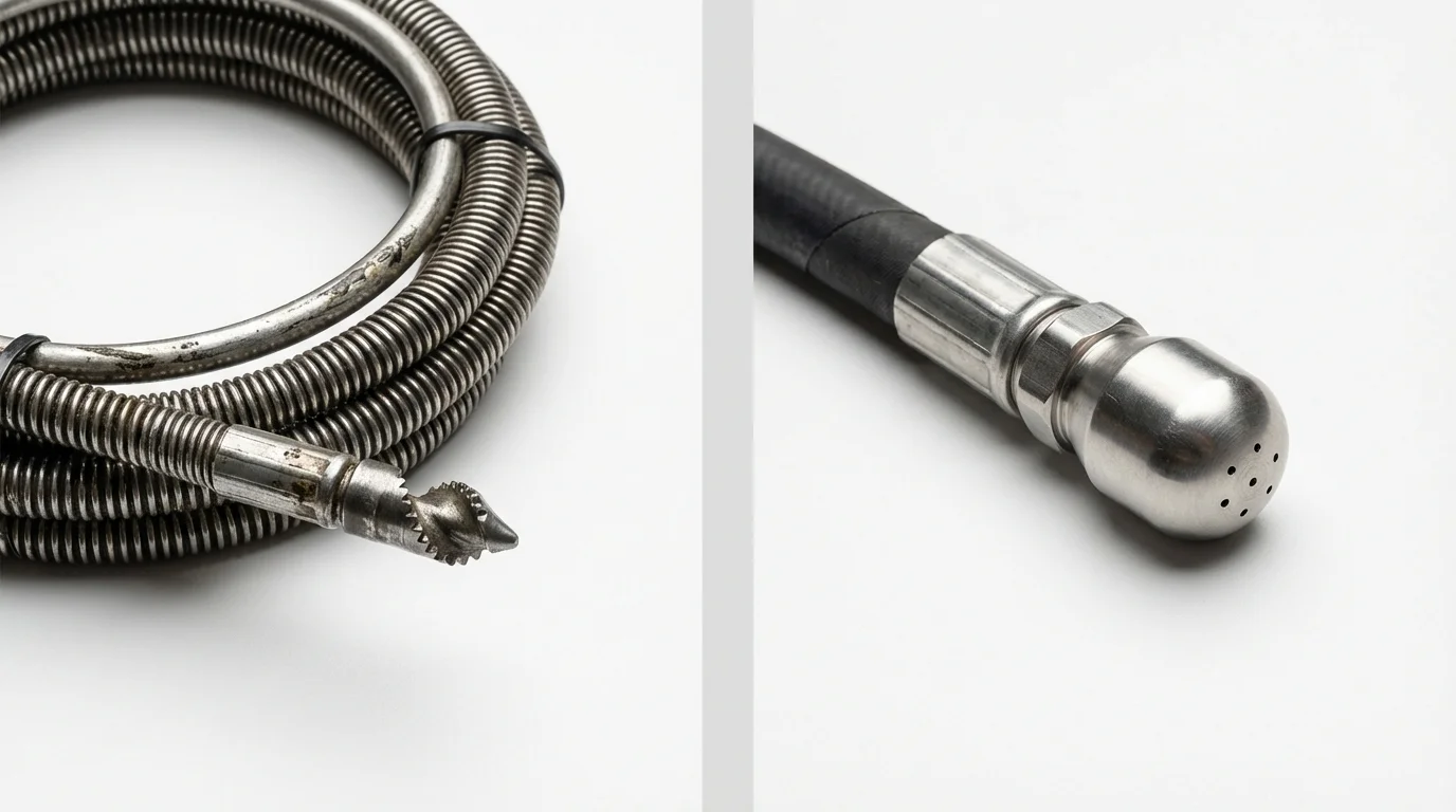 Drain snake cable and hydro jetting nozzle used for drain cleaning in Coos Bay, OR