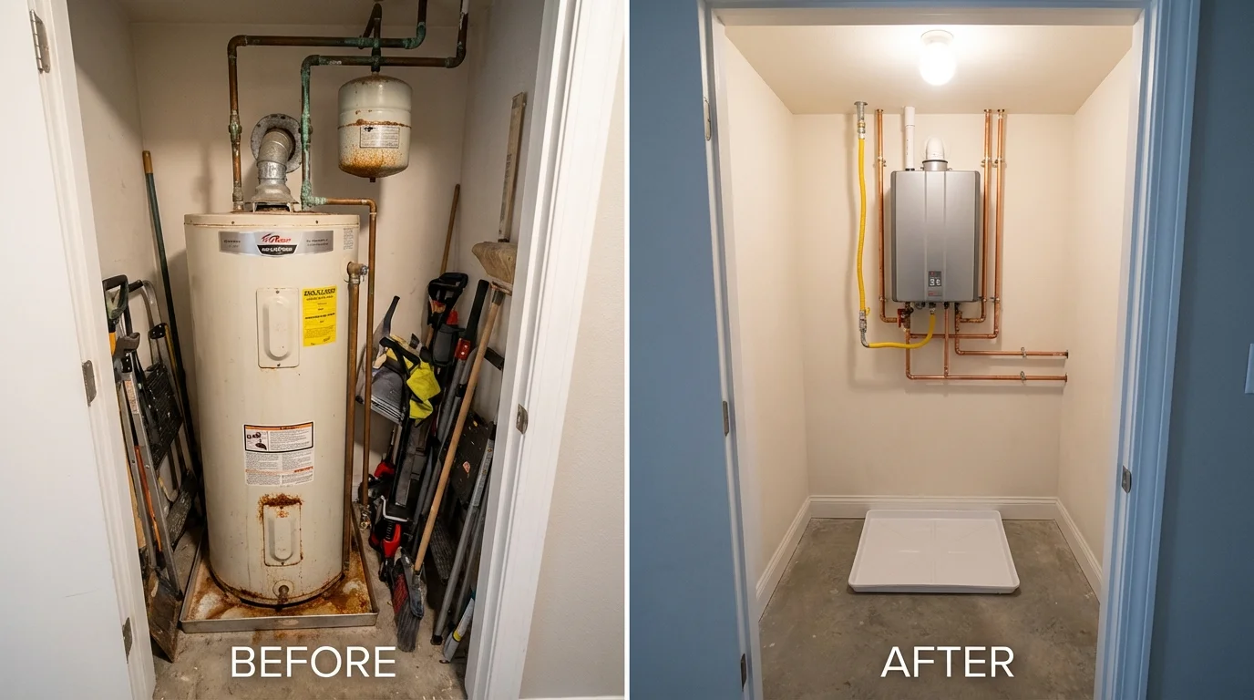 Tank water heater versus wall-mounted tankless unit comparison for Coos Bay, OR homeowners